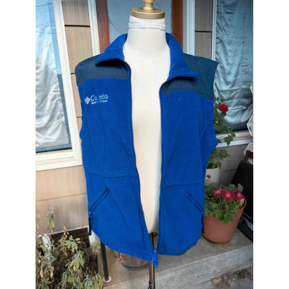Columbia Sportswear Women Blue Fleece Full Zip Vest Jacket Size Medium